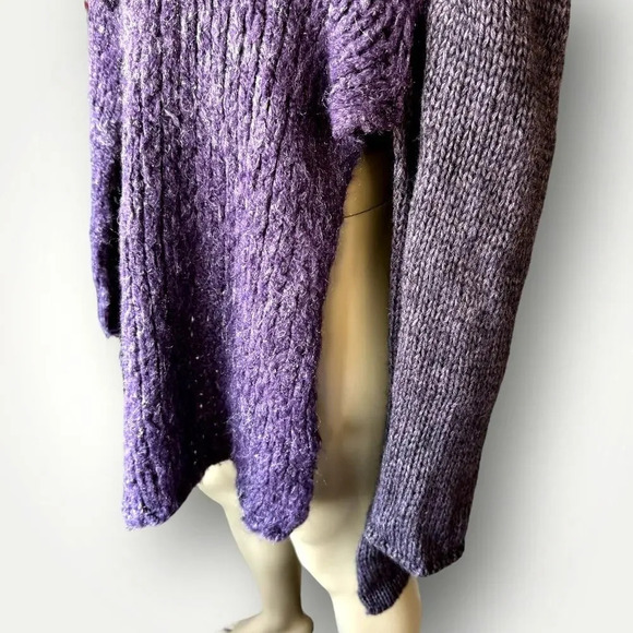 Helen Welsh Vintage Mohair Wool Blend High Side Slit Open Cardigan Size M Purple - Picture 9 of 16